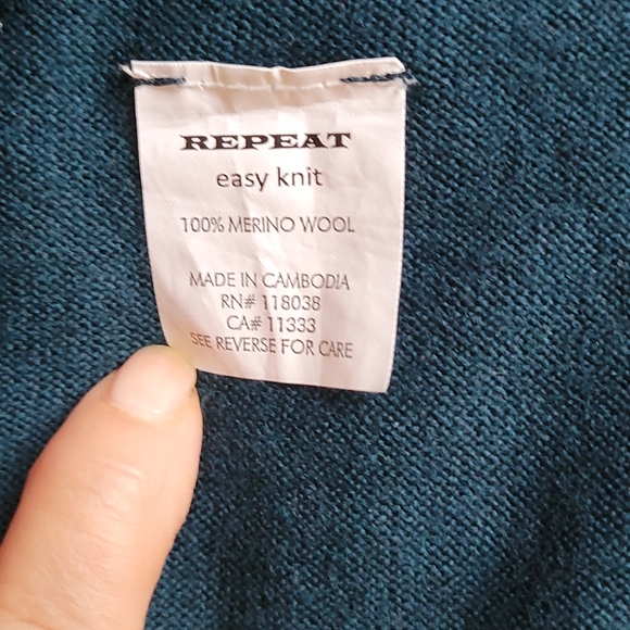 Repeat Teal Fringe wrap cardigan - Picture 7 of 8